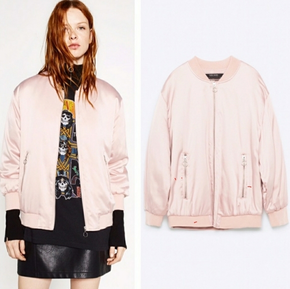 Zara Jackets & Blazers - 🪁2/$40 Zara Oversized Pink Satin Bomber Jacket